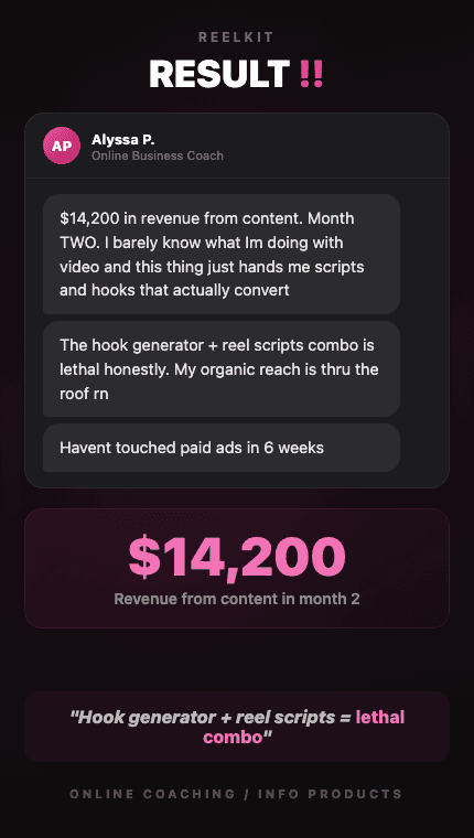 Online coach: $14,200 revenue from content in month 2