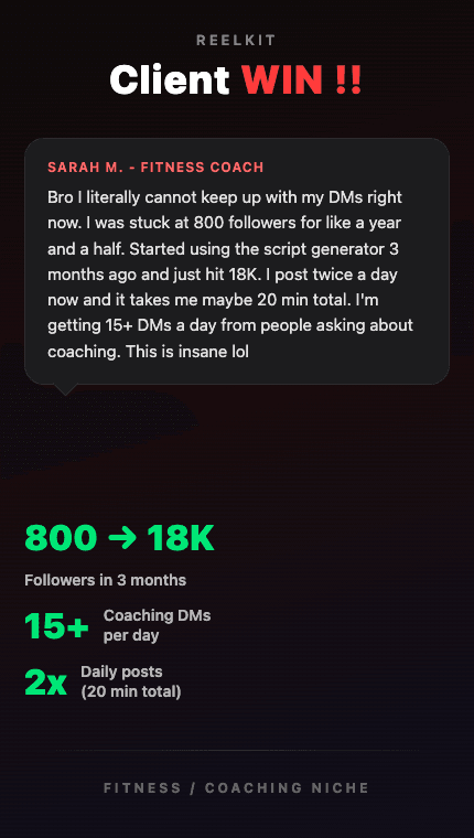 Fitness coach: 800 to 18K followers in 3 months